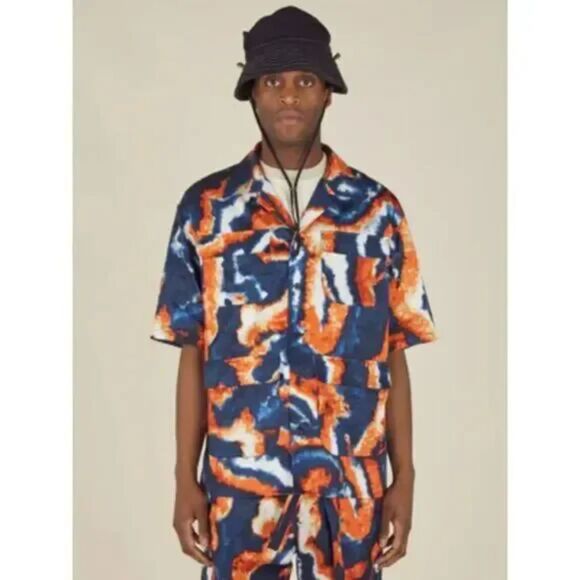 NICHOLAS DALEY Mens Shirt Medium Blue Button Up Utility SUMINIGASHI ALOHA $695 - Picture 1 of 11